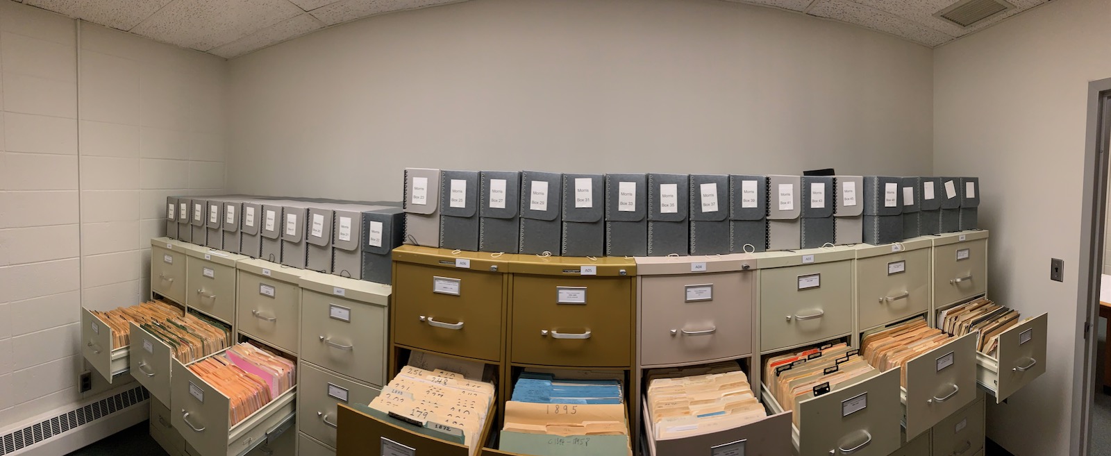 picture showing the inside of PEP's resources room with Charles Morris archives